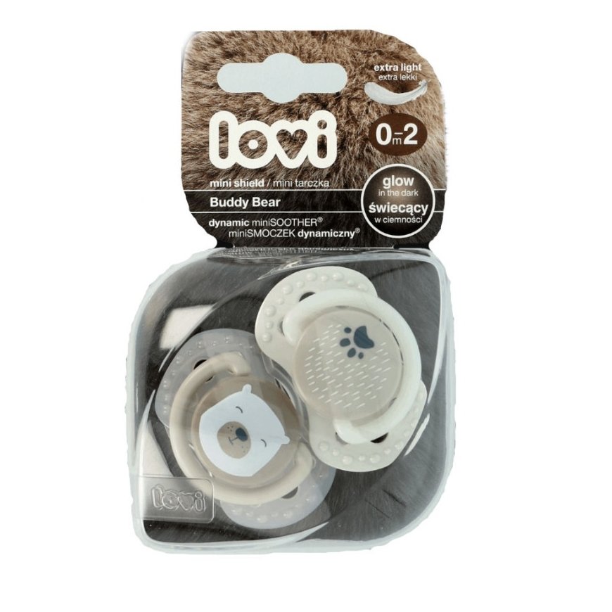 LOVI dynamic silicone pacifier BUDDY BEAR, 0-2 months, 2 pcs, 22/862 – 2