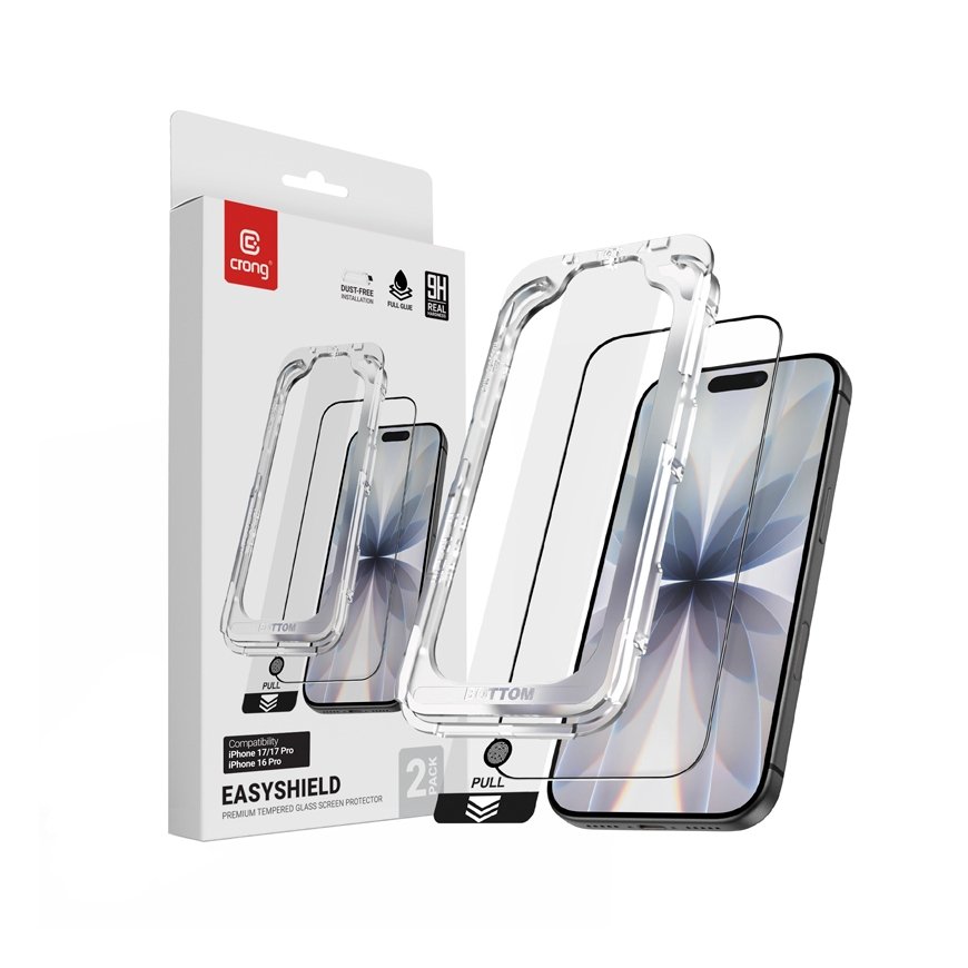 Crong EasyShield 2-Pack Tempered Glass Screen Protector for iPhone 17 / 17 Pro / 16 Pro