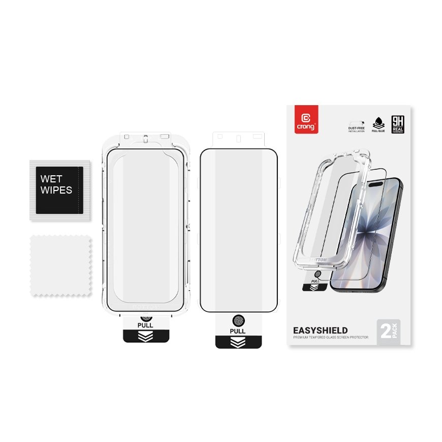 Crong EasyShield 2-Pack Tempered Glass Screen Protector for iPhone 17 / 17 Pro / 16 Pro – 2