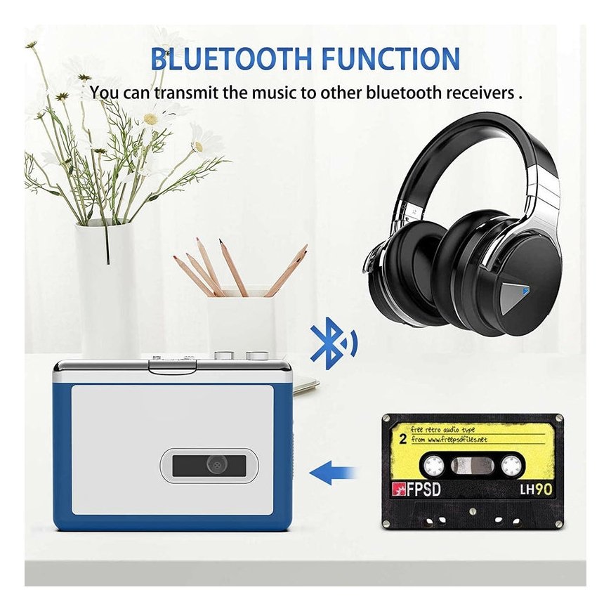 ezcap Bluetooth cassette player, Walkman tape player with 3.5 mm output and headphones – 2