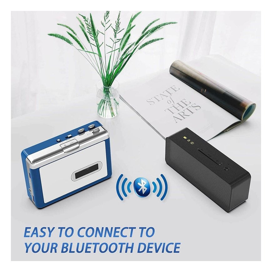ezcap Bluetooth cassette player, Walkman tape player with 3.5 mm output and headphones – 3