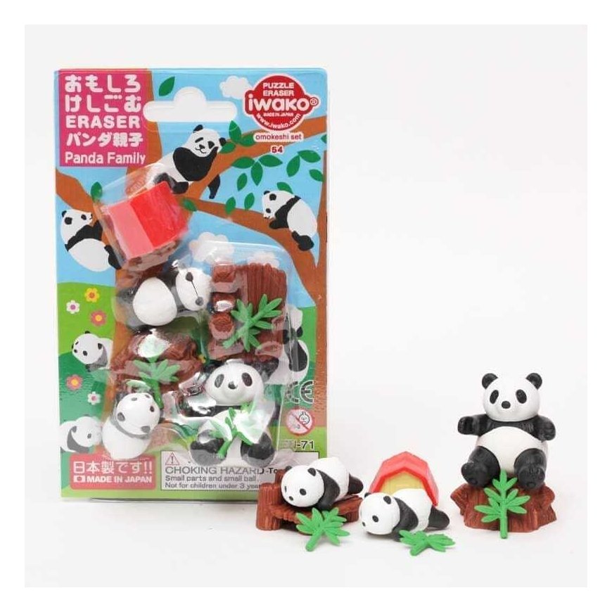 IWAKO pencil erasers – puzzle set "Panda Family"