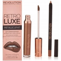 Setti Makeup Revolution: Retro Luxe Metallic Liquid Lipstick Sovereign 5,5 ml + Retro Luxe Lip Liner Sovereign, 1 g