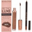 Makeup Revolution komplekt: Retro Luxe Metalliline Vedel Huulepulk Sovereign 5.5 ml + Retro Luxe Huulekontuur Sovereign, 1 g