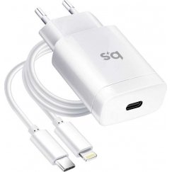 BlueStar Telefonu lādētājs Blue Star USB C QC4.0 PD 3A 18W + kabelis USB C - Lightning TFK-TC-1099C balts