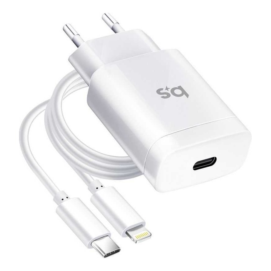 BlueStar Telefonų įkroviklis Blue Star USB C QC4.0 PD 3A 18W + laidas USB C - Lightning TFK-TC-1099C baltas