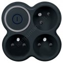 Solight hub, 3 x 10A, black, switch
