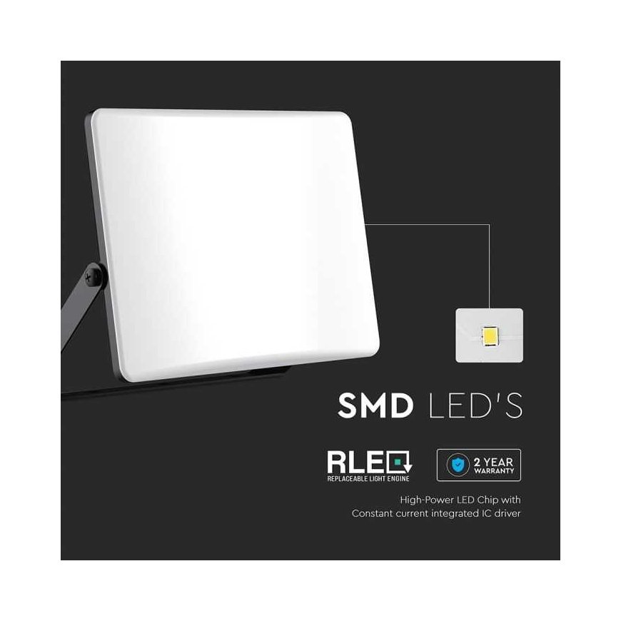 V-tac 50W LED prožektorius, juodas korpusas, 3000/4000/6500K – 2