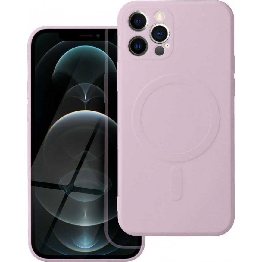 OEM SILICONE MAG COVER case, compatible with MagSafe, designed for IPHONE 12 Pro in pink.