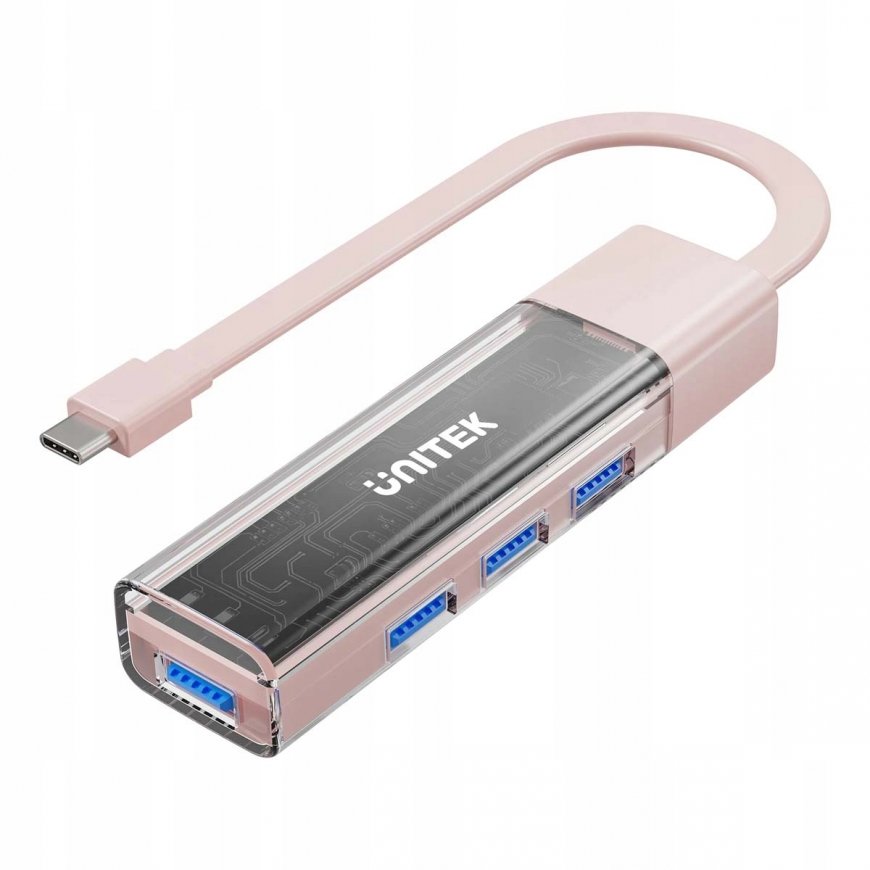 Unitek Хаб двусторонний USB C/USB A 5Gbps розовый