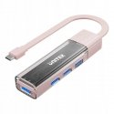 Unitek Hub kahepoolne USB C/USB A 5Gbps roosa
