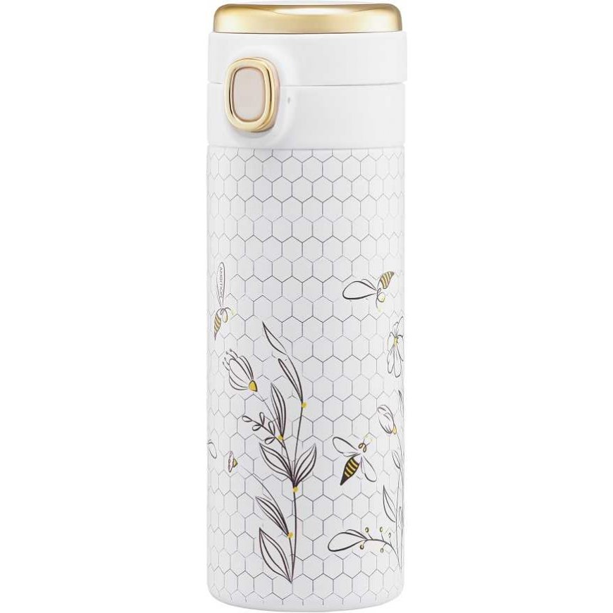 Ambition Gold Bee Thermos Mug, 350 ml, white/gold color