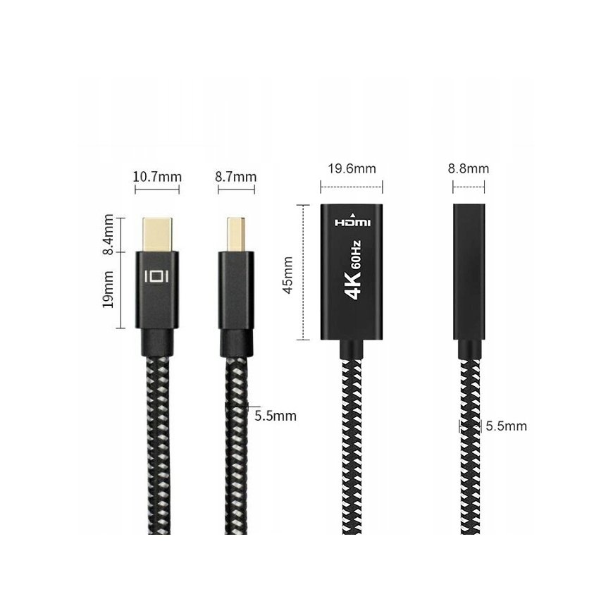 Spacetronik Mini DP - HDMI 4K -adapteri, SPMD-H03
