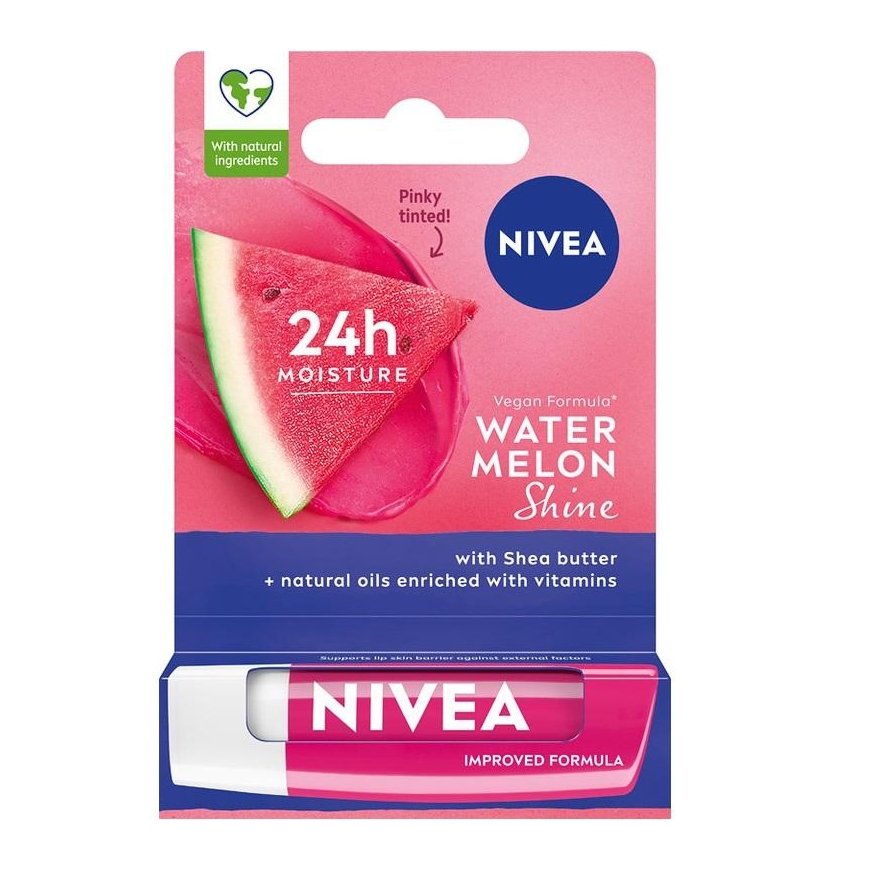 Nivea 24H Moisture lip balm with watermelon shine, 4.8 g