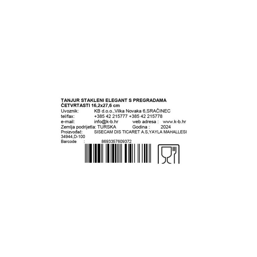Elegant rectangular sectional plate 27.6 x 16.2 cm PASABAHCE