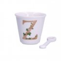 THE UNIQUE WHITE PORCELAIN Cup with Spoon 75 ml, Z Pattern THE UNIQUE WHITE PORCELAIN Cup with Spoon 75 ml, Z Pattern