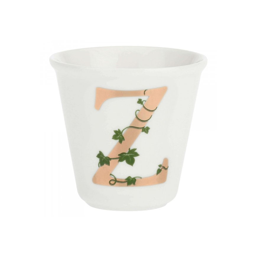 THE UNIQUE WHITE PORCELAIN Cup with Spoon 75 ml, Z Pattern – 2