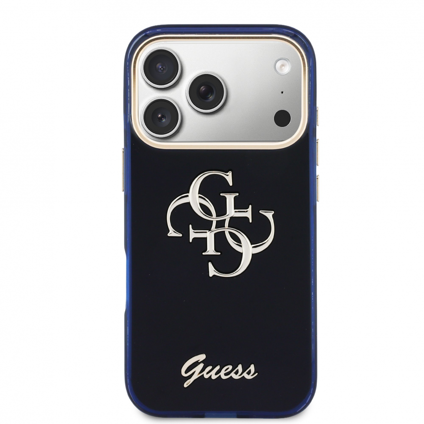 Guess IML 4G Script Metal Logo Case for iPhone 17 Pro Max Blue – 2