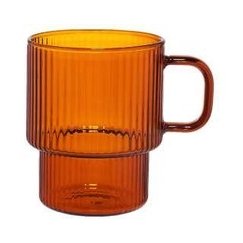 Rievotā latte glāze ar zaļu rokturi CHiATO, 300 ml – Caurspīdīga