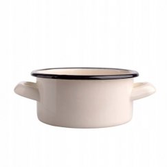 Altom Design Emaliuotas puodas 0,5 l skersmuo 12 cm, aukštis 5,8 cm, kreminės spalvos