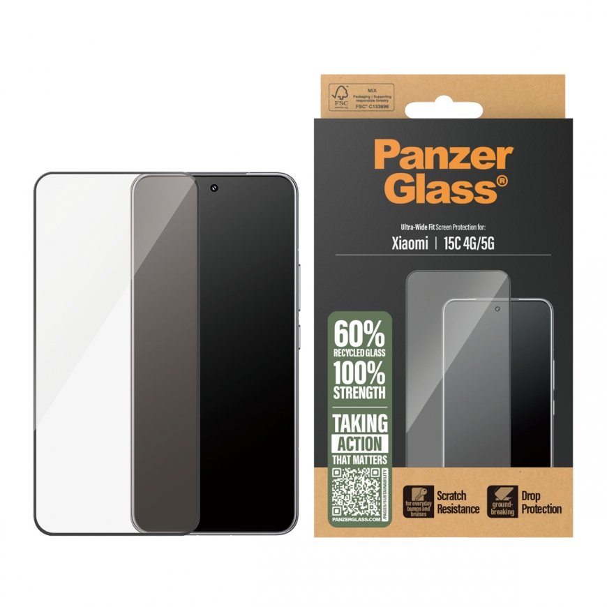PanzerGlass ® Screen Protector Xiaomi 15C 4G | 5G | Ultra-Wide Fit Caurspīdīgs ekrāna aizsargs 1 pcs – 2