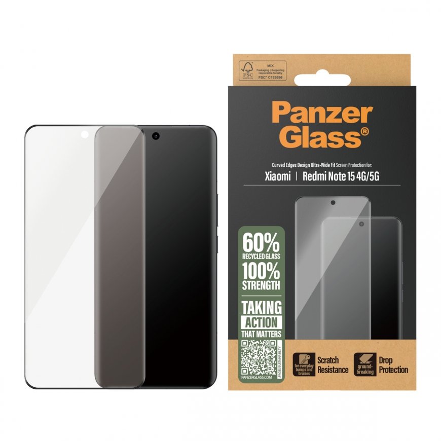 PanzerGlass ® Screen Protector Xiaomi Redmi Note 15 4G | 5G | Ultra-Wide Fit Selge ekraanikaitse 1 t – 2