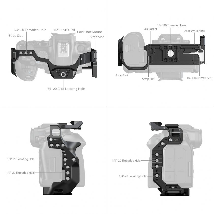 SmallRig 5954 kaameraraam 1/4, 3/8" Must – 2