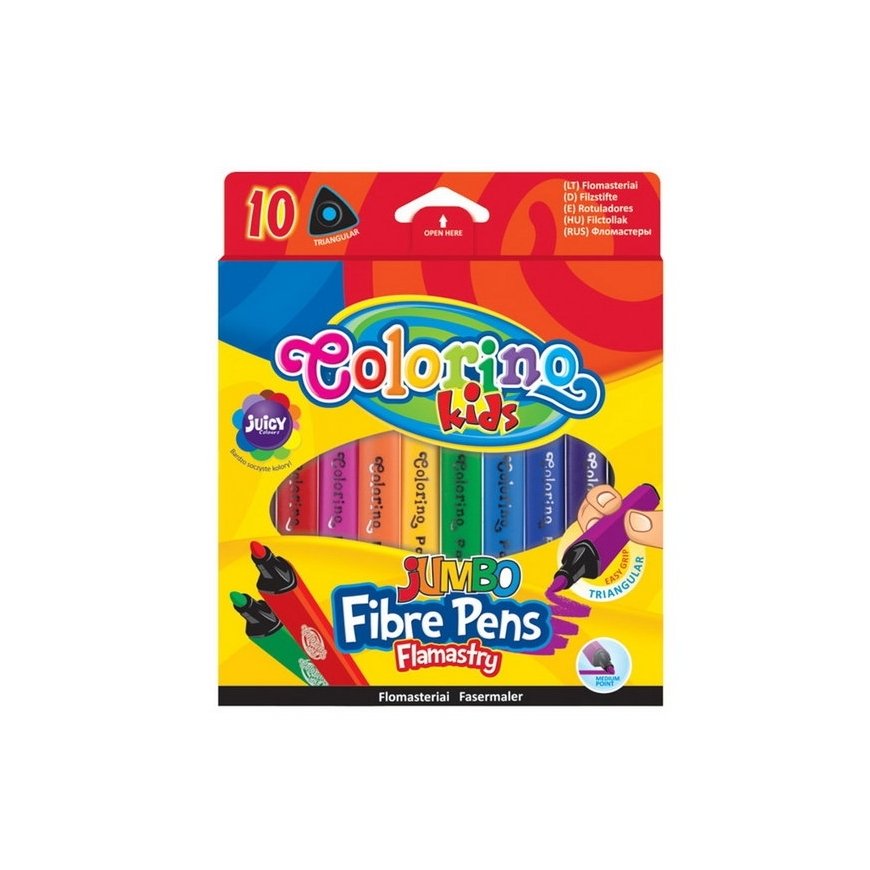 Stori tribriauniai flomasterid Jumbo COLORINO, 10 värvi. – 2