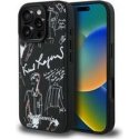 "Karl Lagerfeld" textured pattern and logo "MagSafe" case for "iPhone 16", black