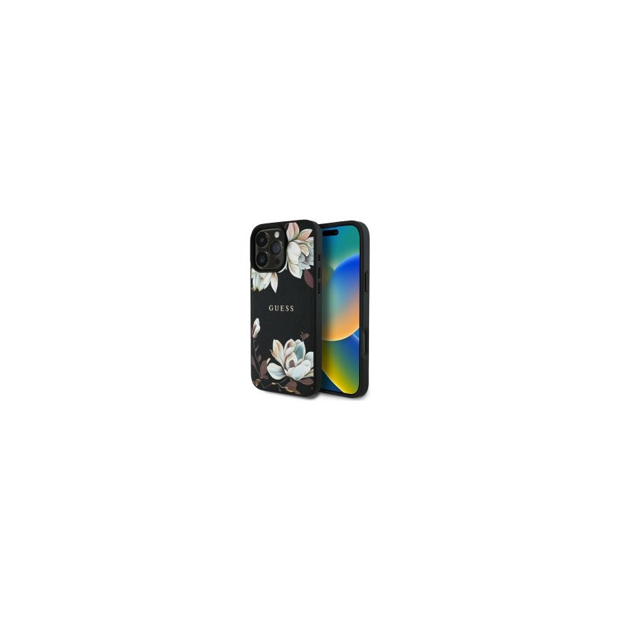 "Karl Lagerfeld" textured pattern and logo "MagSafe" case for "iPhone 16", black – 2