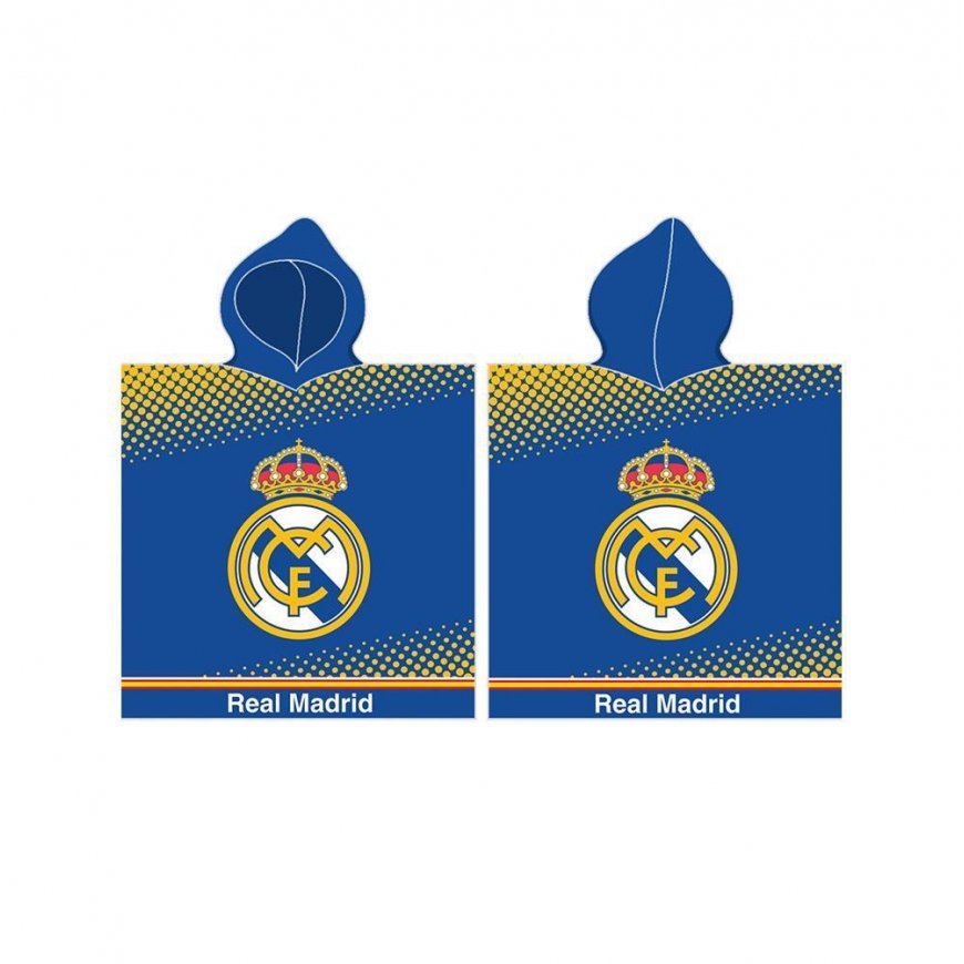 Real Madrid Kids Poncho 55x110 Real Madrid 4176 Coat Blue Yellow Dots Towel with Hood – 2