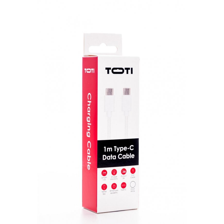 SEEK TOTI Type-C to Type-C, 2m Kudottu Kaapeli 3A, Musta