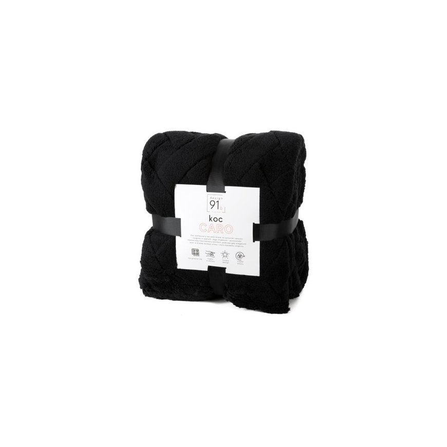 Style Blanket HENRY black relief jacquard style modern 70x150