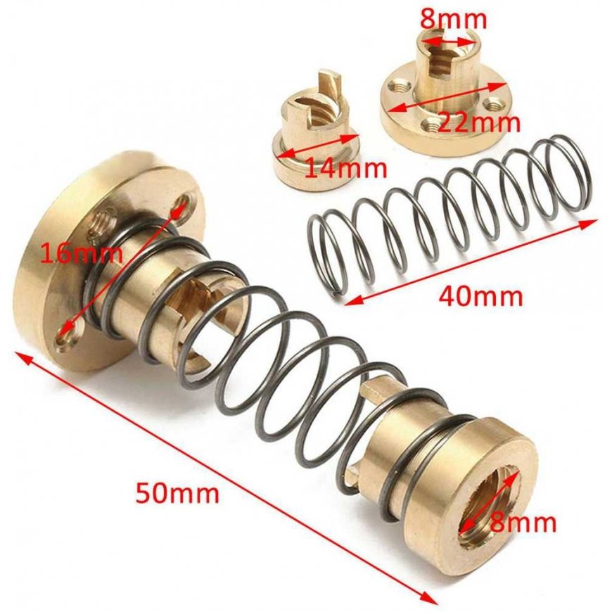 Oem T8x8 Nut - Self-adjusting - For Trapezoidal Screw - With Spring - For 3D Printer – 2
