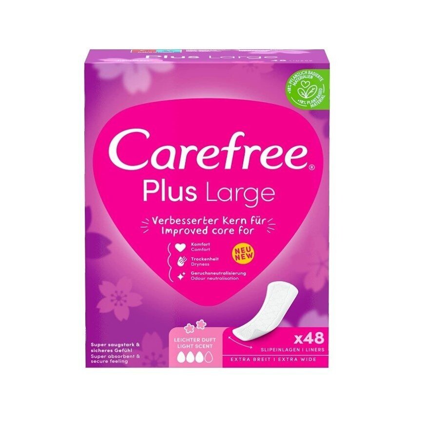 Carefree Plus Large Light Scent hügieenilised padjad 48 tk. – 2