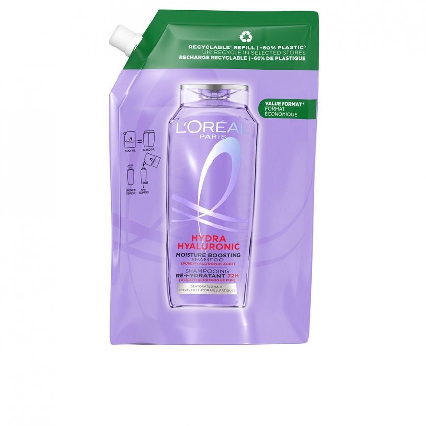 L'Oreal ELVIVE HYDRA HYALURONIC Shampoo 72h hydration recharge eco pack 500 ml