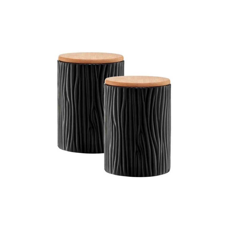 Food Storage Container with Bamboo Lid Tuvo Ambition 11x11x15.7cm/1.1L Black