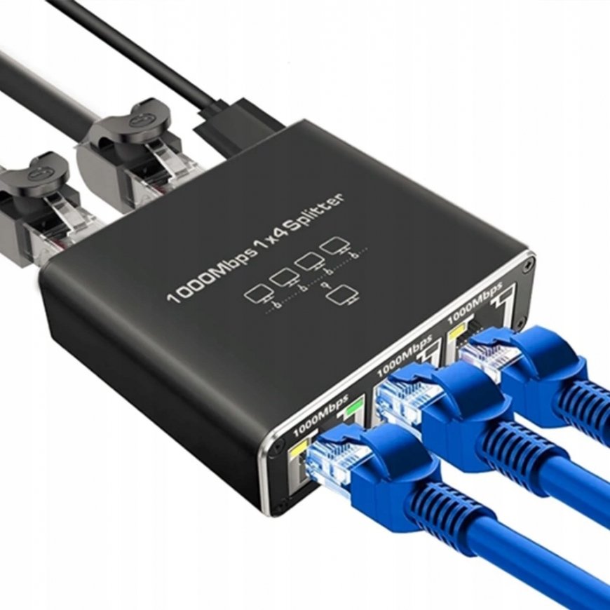 Spacetronik RJ45 1–4 Etherneti jagaja SP-SG104 Gigabit – 2