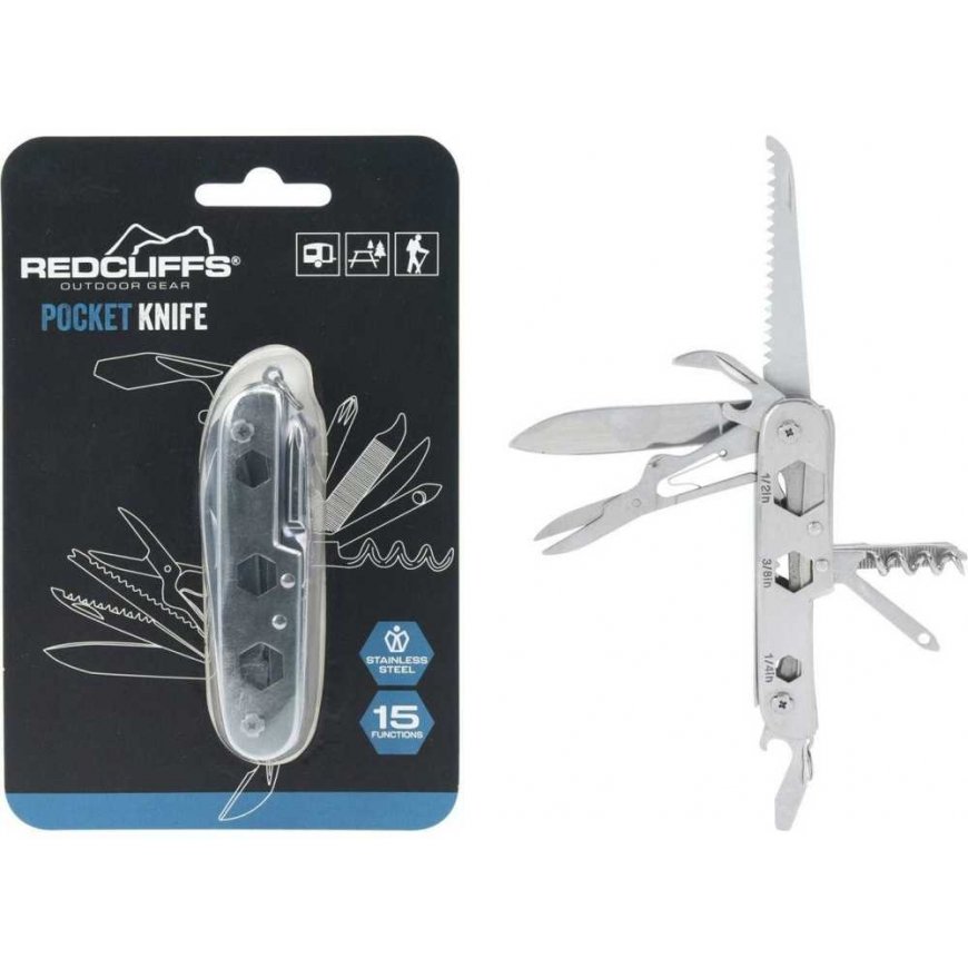Redcliffs Survival Kit Tourist Knife 15W1 Silver