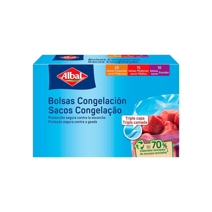 "Albal" pakastussäilit pusseja 3 kokoa 45 kpl