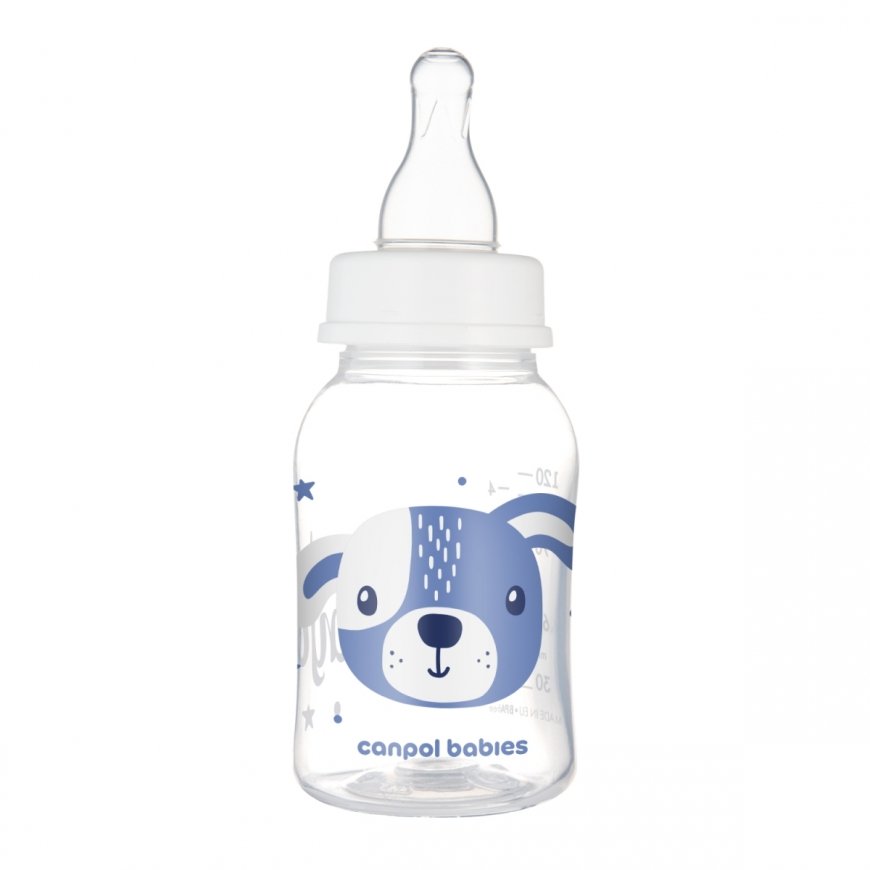 CANPOL BABIES kapea kaulainen pullo CUTE ANIMALS, 120 ml, 11/851_blu – 2