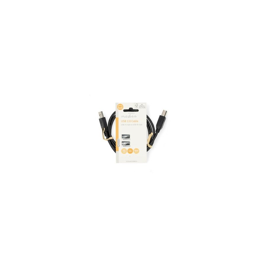 Nedis CCGL60100BK10 USB cable USB 2.0 1 m USB A USB B Black – 3