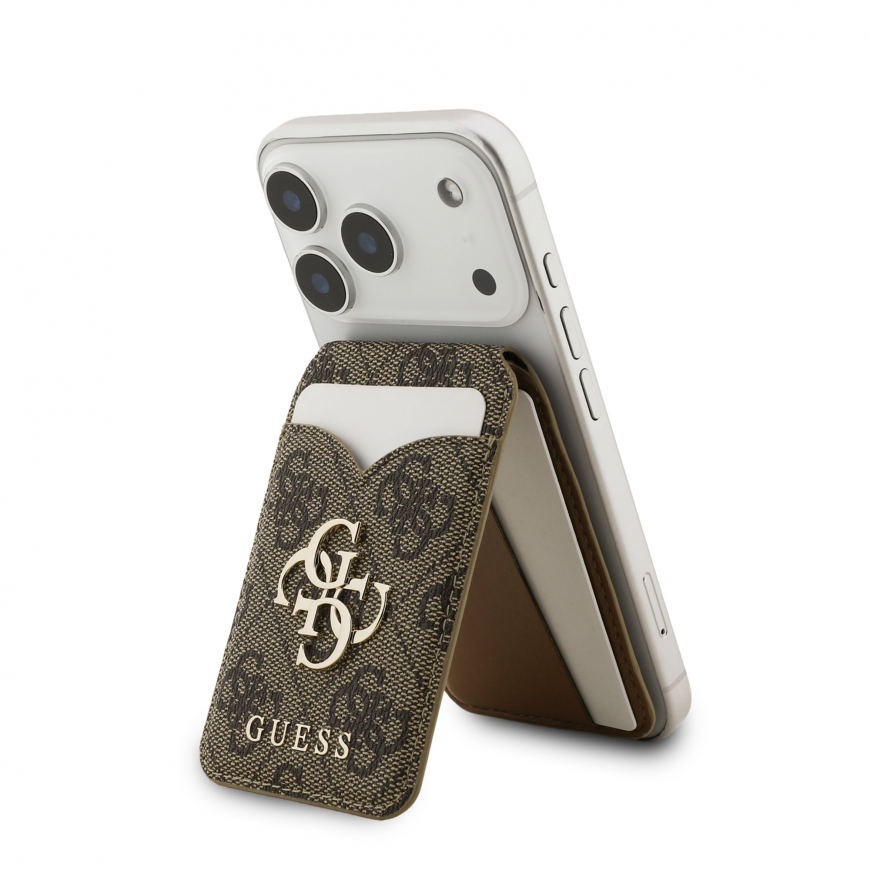 Guess PU 4G Mirror MagSafe Cardslot Stand Brown – 2