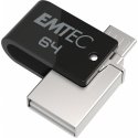 Emtec T260B USB флеш накопитель 64 GB USB Type-A / Micro-USB 2.0 Черный, Нержавеющая сталь