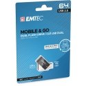 Emtec T260B USB-muisti 64 GB USB Type-A / Micro-USB 2.0 musta, Ruostumaton teräs Emtec T260B USB-muisti 64 GB USB Type-A / Micro-USB 2.0 musta, Ruostumaton teräs