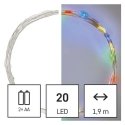 LED string lights NANO, 3Vac (2xAA), 1.9m, 20 x LED, multicolored LED, with timer, EMOS LED string lights NANO, 3Vac (2xAA), 1.9m, 20 x LED, multicolored LED, with timer, EMOS