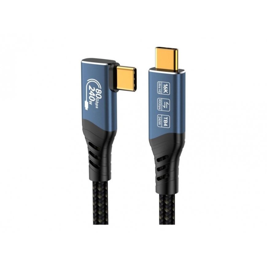 PremiumCord USB4™ Version2.0 80Gbps 16K@60Hz 240W Thunderbolt 3 and 4 cable 1.2m curved