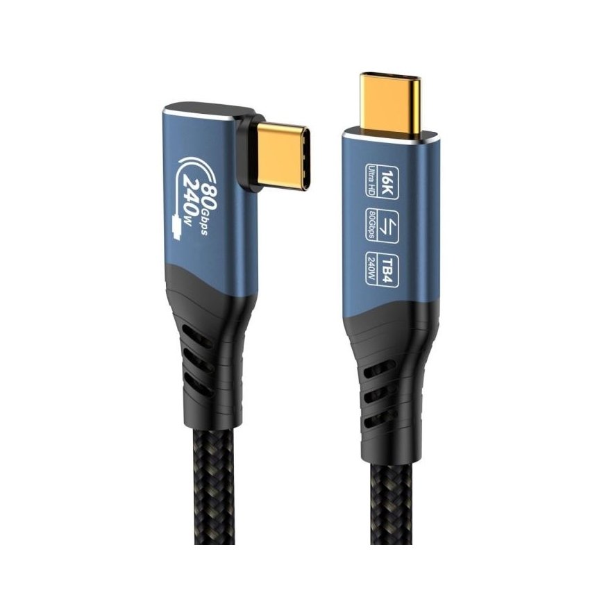PremiumCord USB4™ Version2.0 80Gbps 16K@60Hz 240W Thunderbolt 3 and 4 cable 1.2m curved – 2