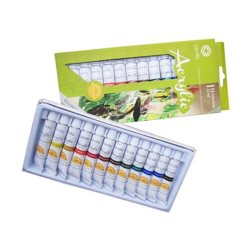 Acrylic Paints CONDA, 12 colors, 12 ml