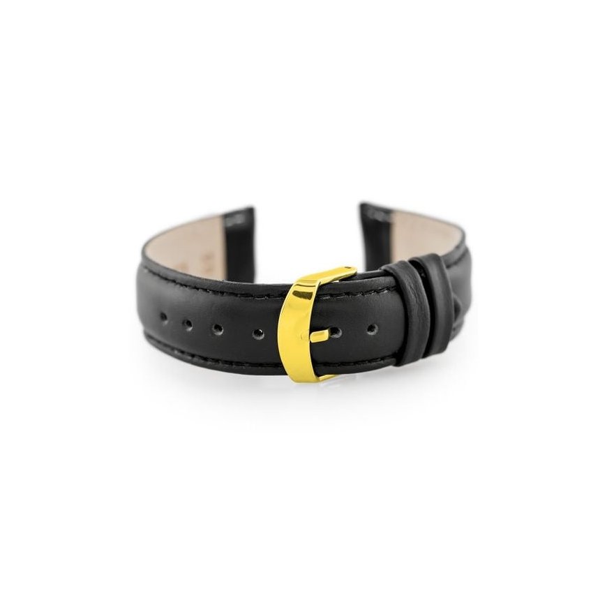 Pacific nahkavyö kellolle W83gold - musta - 20mm